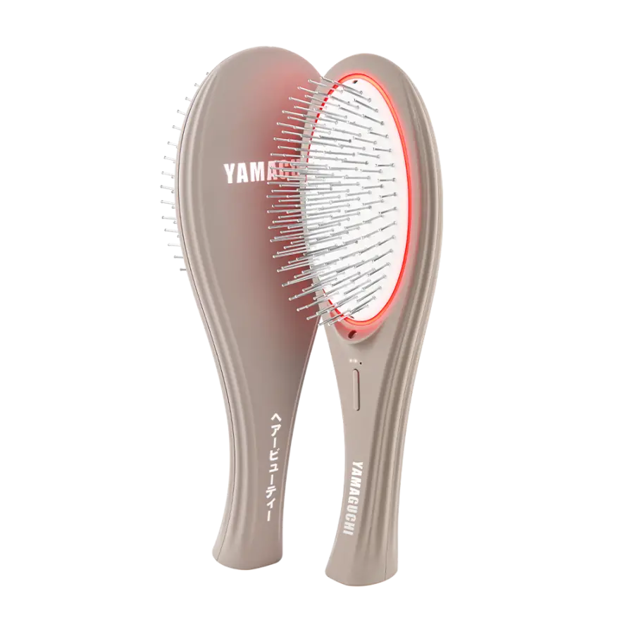 Массажная расческа с миостимуляцией Yamaguchi EMS Hair Brush Сappuccino